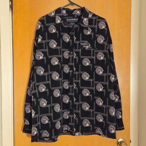 Vtg Pelle Pelle Marc Buchanan Button Up Shirt Mens 2XL Black Gray Logo Hip Hop